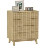Homcom 4 Dresser For Bedroom, Fluted Chest Of Drawers, Natural Wood. Fixed Price $126.99.