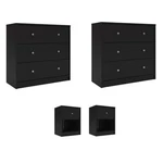Home Square Set Of 4 1-DRAWER Two Nightstands 3-DRAWERS Chests In Black. Fixed Price $311.74.