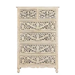 Pemberly Row 6-DRAWER Floral Carved Solid Wood Chest In White. Fixed Price $1657.61.