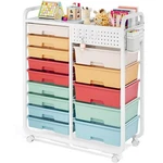 Apexchaser Rolling Storage Cart 14 Drawer Organizer Pegboard Tabletop. Fixed Price $179.99.
