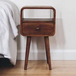 Solid Wood Mini Honey Caramel Curved Nightstand With Open Slot, 1-DRAWER. Fixed Price $191.99.