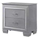 Benjara Two Drawer Wooden Nightstand With Textured Details & Mirror Accents-gray. Fixed Price $447.99.