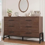 Dresser 6 Drawer 52 Brown Wooden Storage Chest Bedroom Garveehome Wide Large. Fixed Price $259.99.