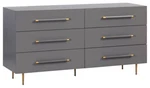 Tov Furniture 32" Modern Trident 6 Drawer Wood Dresser With Metal Legs In Grey. Fixed Price $1299.00.