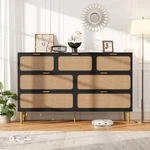 Dresser 7 Drawer Chest Black 15.6 X 53.9 33.5 Bedroom Garveehome Rattan. Fixed Price $299.99.