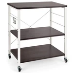 Costway Kitchen Baker's Rack Microwave Oven Storage Cart 3-TIER W/ Hooks Brown. Fixed Price $49.99.
