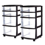 Homz Plastic 4 Medium Storage Tower, Clear Drawers & Black Frame (2 Pack). Fixed Price $91.99.