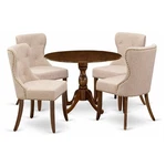 East West Furniture Dublin 5-PIECE Wooden Dining Set Antique Walnut/light Tan. Fixed Price $715.97.