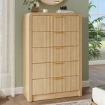 Decofy Fluted 5 Drawers Dresser, 48" Tall Modern Chest With Round .... Fixed Price $288.86.
