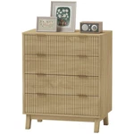Homcom Natural Wood 4-DRAWER Fluted Chest Dresser For Bedroom,refurbished. Fixed Price $111.60.