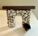 Dollhouse Miniature Stone Fireplace Mantle Hearth Ash Bucket Cast Iron Cottage. Fixed Price $18.00.