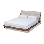 Baxton Studio Sante Mid-century Wood And Fabric Queen Platform Bed Light Beige. Fixed Price $603.20.