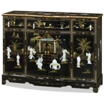 Us Seller - Black Lacquer Mother Of Pearl Oriental Accent Cabinet. Fixed Price $1829.52.