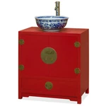 Us Seller - Red Elmwood Chinese Ming Vanity Cabinet. Fixed Price $1746.36.