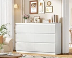 Jocoevol 6 Drawer Dresser, Fluted For Bedroom With Sleek Hidden Handles,. Fixed Price $260.65.