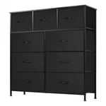 Dumos 9-DRAWER Dresser Bedroom Storage Organizer Chest Fabric Bins Wood Top. Fixed Price $88.18.