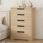 Garveehome 5-DRAWER Natural Wooden Dresser With Embedded Handles. Fixed Price $209.99.