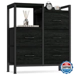 Furnulem 5 Drawer Black Dressers For Bedroom 2 Tier Shelf Storage Small Fabric. Fixed Price $88.33.