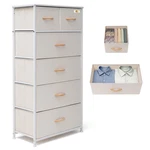Fabric Dresser 6 Drawers Tall Skinny Storage Tower Beige Vredhom Bedroom Steel. Fixed Price $124.99.