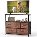 Dumos Tv Stand, Dresser With 5 Fabric Storage Drawers, Media Console Featurin.... Fixed Price $49.86.