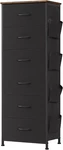 Stylish Tall Dresser With 6 Drawers & Side Pockets - Black Rustic Brown. Fixed Price $71.99.