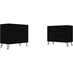Manhattan Comfort Rockefeller 3-DRAWER Wood Dresser In Black (set Of 2). Fixed Price $526.67.