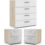 Home Square 3 Piece Set With Chest 2-NIGHTSTAND In Oak Structure/white Gloss. Fixed Price $312.70.