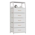Furnulem White Dresser With 11.5"D X 16.1"W 43.3"H (5 Drawers),. Fixed Price $104.15.