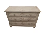 Ethan Allen Painted Legacy Country French Bombe Chest White Decorated 3 Drawers. Fixed Price $1250.00.