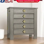 Emma Wood Jewelry Chest W/ Mirror 4 Drawers Necklace Hooks Anti-tarnish Storage. Fixed Price $104.88.