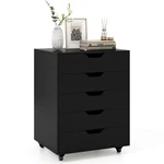 Costway 5 Drawer Chest Storage Dresser Floor Cabinet Organizer With Wheels Black. Fixed Price $94.99.