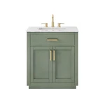 Pemberly Row 30" Wood Vanity Set In Green & White Marble Top (no Mirror). Fixed Price $709.39.