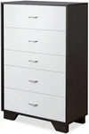 Eloy White & Espresso Wooden Chest With 5 Spacious Storage Drawers. Fixed Price $320.99.