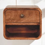 Solid Wood Mini Honey Caramel Wall-mounted Bedside, Open Slot, 1-DRAWER. Fixed Price $163.99.
