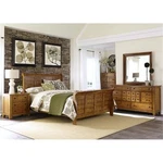 Liberty Furniture Grandpa's Cabin Queen Sleigh Bed Dresser & Mirror Chest N/s. Fixed Price $3139.99.