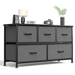 Sweetcrispy Dresser 5 Drawers Clothes Cabinet Wood Top Surface - Gray. Fixed Price $52.14.