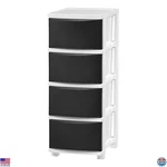 Iris Usa 4-DRAWER Plastic Storage Organizer, Slim Narrow, White & Black, Art. Fixed Price $87.48.