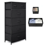 Fabric Dresser 6 Drawers Tall Storage Tower Steel Frame Black Vredhom Bedroom. Fixed Price $129.99.