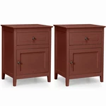 Costway 2PCS Nightstand Drawer Accent Side End Table Storage Cabinet Cherry. Fixed Price $99.99.