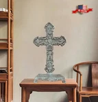 12 Inch Metal Cross Standing Crucifix Antique Religious Table Home Decor Gift. Fixed Price $48.90.