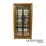 Bernhardt 354-356 Modern Cherry & Iron Door Lighted Curio China Display Cabinet. Fixed Price $2950.00.