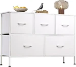Stylish 5-DRAWER Fabric Dresser With Sturdy Steel Frame And Wood Top White. Fixed Price $77.99.