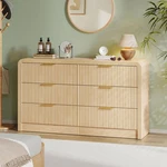 Dresser 55 6 Drawers Fluted Wave Texture Natural Oak DC-DG01 Decofy Bedroom. Fixed Price $369.99.