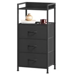 3-DRAWER Nightstand With Fabric Bins For Bedroom, Hallway, Entryway Black. Fixed Price $51.16.