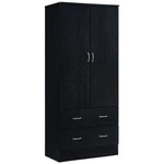 Hodedah 2 Door Armoire With Drawers And Clothing Rod Black Wood. Fixed Price $331.99.