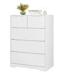 Homfa White Dresser For Bedroom, Wood Storage Chest Of 5 Drawers With Cutout Han. Fixed Price $259.94.