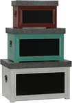 Household Essentials Chalk Trunk Set Storage Chests (3) Red Green White M. Fixed Price $129.99.