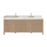 Pemberly Row 84" Wood Vanity Nature Oak Engineered Stone Top No Mirror. Fixed Price $2470.69.