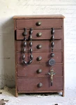 Antique Watchmakers Drawers Distressed Wooden Storage Chest Miniature Furniture. Fixed Price $262.15.