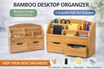 Bamboo Desk Organizer With Drawers Wall Mount Office Storage Holder Pencil. Fixed Price $29.95.